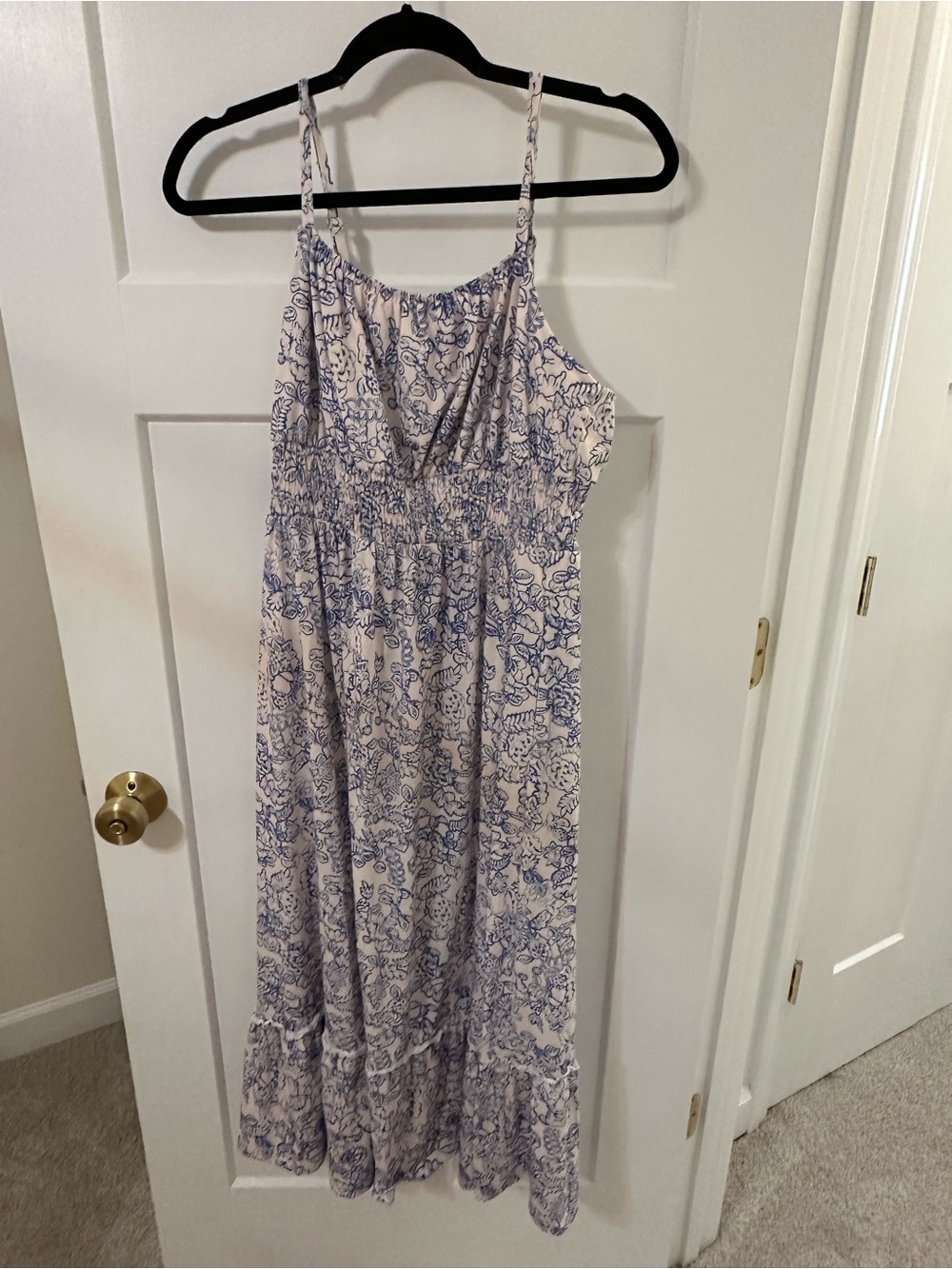 Blue Floral Smocked Waist Sundress - Women - Picture 3 of 4